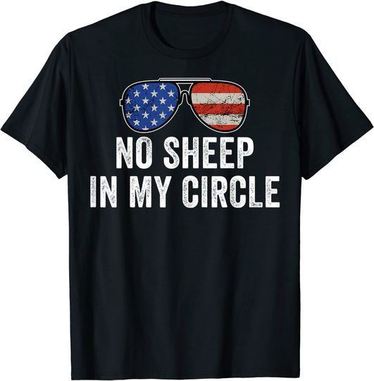 No Sheep In My Circle US Flag Vintage Sunglass T-Shirt