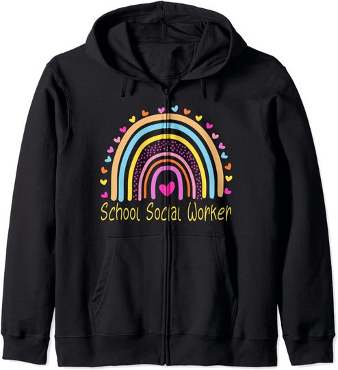 School Social Worker Rainbow Cute Hoodie