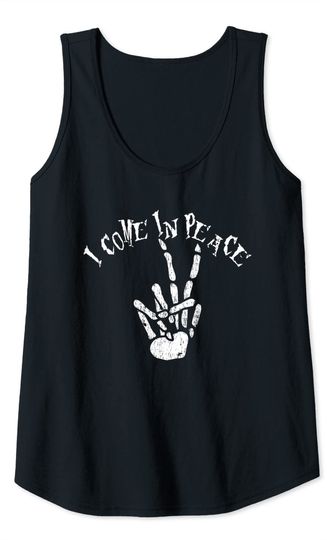I Come in Peace Sign Deuces Skeleton Hand Gesture Tank Top