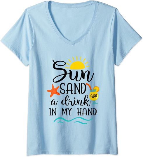 Sun Sand and a Drink in my Hand Summer Vacation Gift T-Shirt