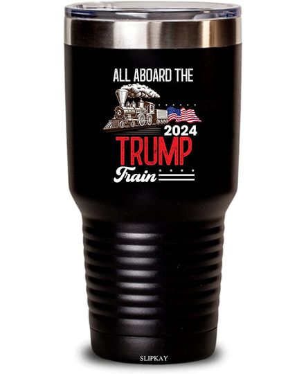 Pro-trump All Aboard Train Trump 2024 30oz Ringneck Tumbler