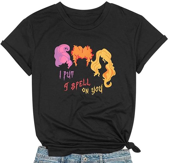 Halloween T-Shirt for Women of I Smell Children, Short Sleeve O-Neck Graphic Tee for Lady
