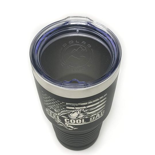 Reel Cool Dad Coffee Tumbler - Perfect Father's Day Gifts for Fisherman - 30 oz Steel Travel Mug