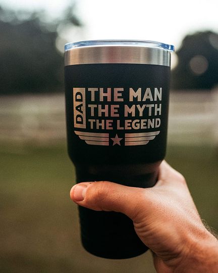 Father's Day Gift for Military Dad The Man, The Myth, The Legend Coffee Tumbler - 30 oz Vacuum Sealed Steel Travel Mug