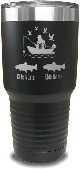 Fishing Dad  With Child's Name Engraved Tumblers 30 oz