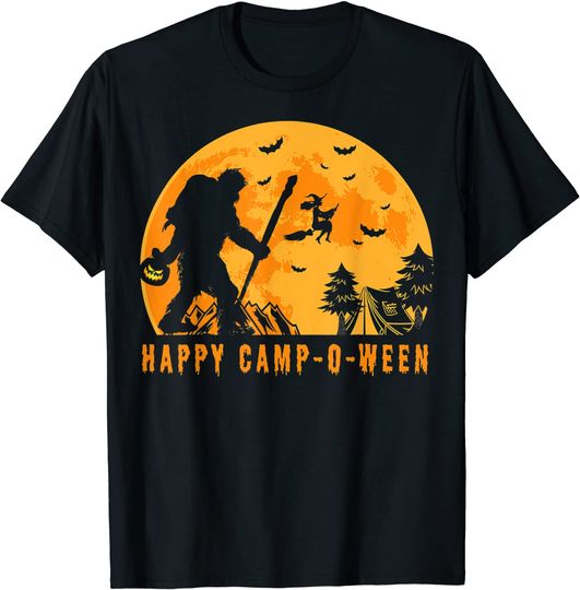 Happy Camp O Ween Witch Camping Halloween Bigfoot Camper T-Shirt