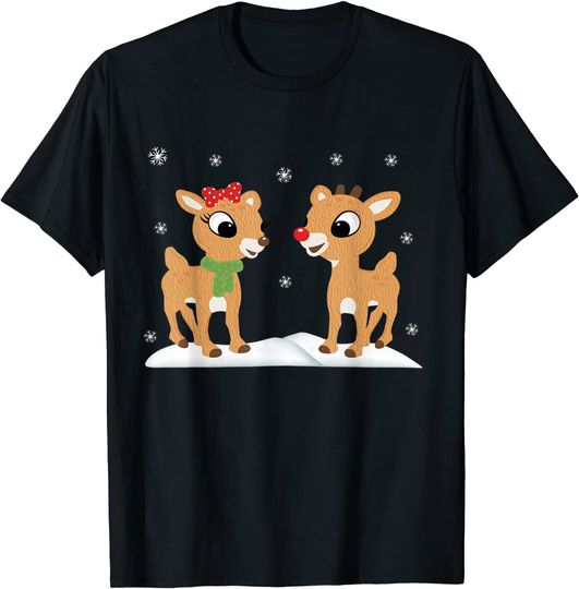 Rudolph and Clarice Shirt Christmas Kids Girls Tee Reindeer