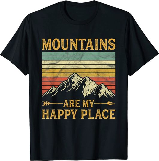 Mountains Are My Happy Place Hiking Adventure Outdoor T-Shirt