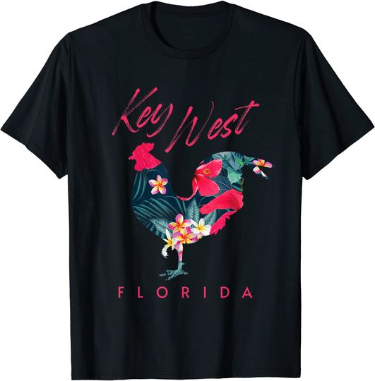 Key West Florida Chicken Lover Flower Hibiscus Souvenir T-Shirt