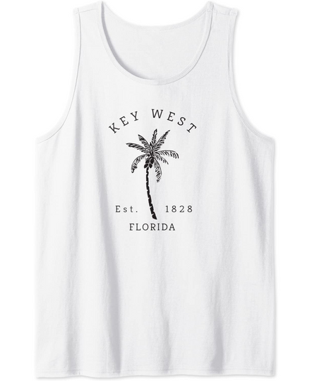 Retro Cool Key West Florida Palm Tree Novelty Art Tank Top