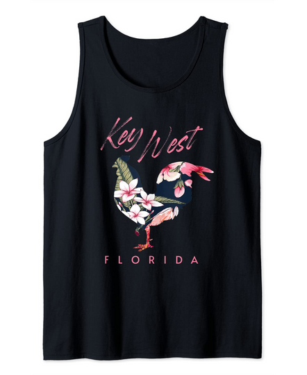 Key West Florida Chicken Lover Flower Hibiscus Souvenir Tank Top