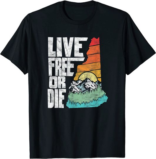 Live Free or Die Retro New Hampshire Nature Graphic T-Shirt