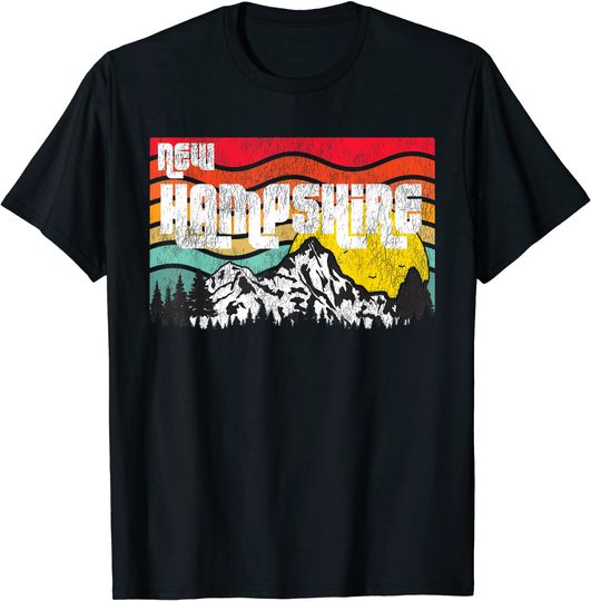 New Hampshire White Mountains Forests Vintage Sunset Retro T-Shirt