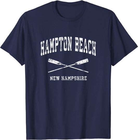 Hampton Beach New Hampshire Vintage Nautical Crossed Oars T-Shirt
