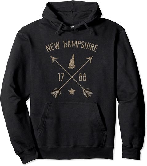 New Hampshire Vintage Distressed State Outline Arrows Hoodie