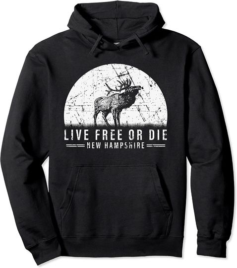 Live Free Or Die New Hampshire Nature Vintage Graphic Pullover Hoodie