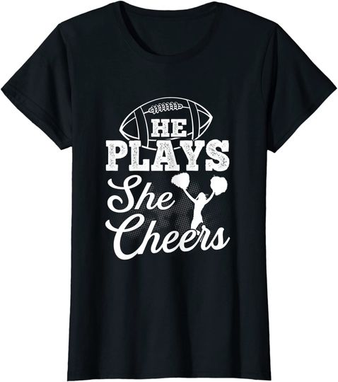 Womens Cheer Mom Football Son Cheerleading Daugher Cheer T-Shirt