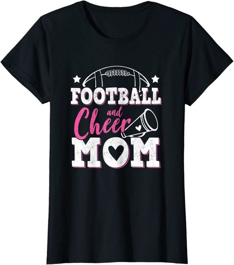 Womens Funny Cheerleading Mom Football and Cheer Mom T-Shirt