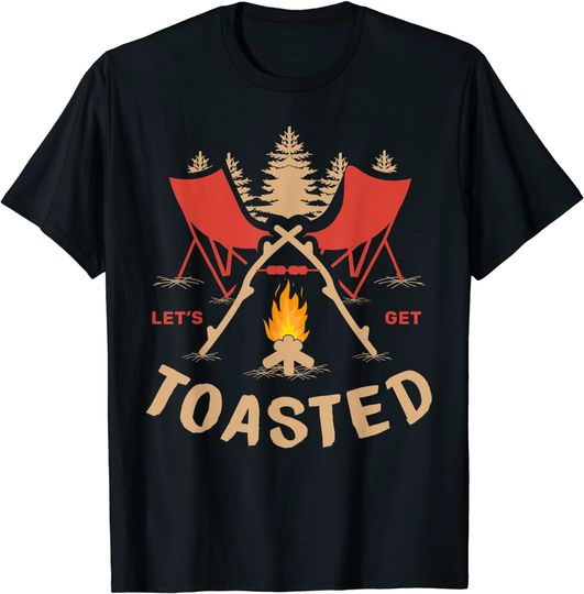Let's Get Toasted Shirt Retro Camping Graphic Hiking Camp T-Shirt