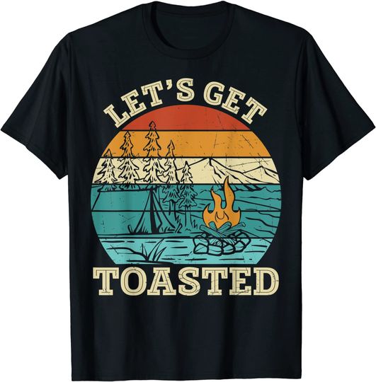 Campfire Let’s Get Toasted Camping Sayings Graphic Plus T-Shirt