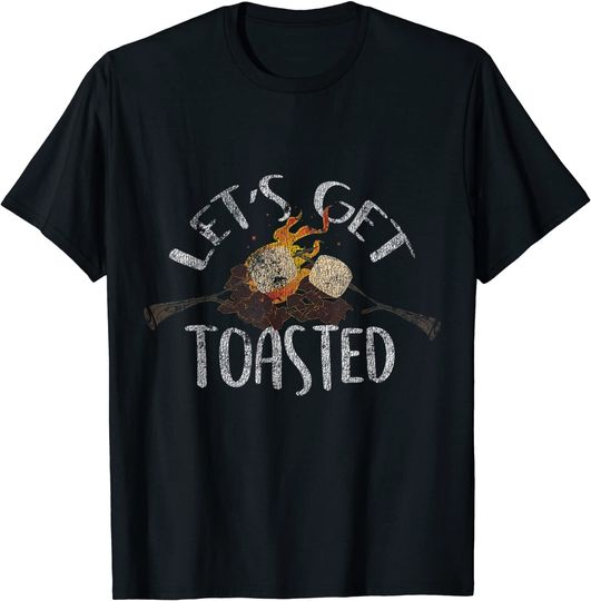 Let's Get Toasted Campfire S'mores Distressed T-Shirt