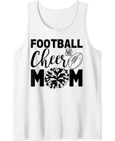 Funny Sports Graphic Womens Football and Cheer Mom Tank Top