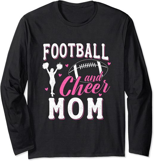 Funny Cheerleading Mom Football and Cheer Mom Long Sleeve T-Shirt