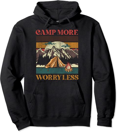 Camping Tent Retro Vintage Camp More Worry Less Pullover Hoodie