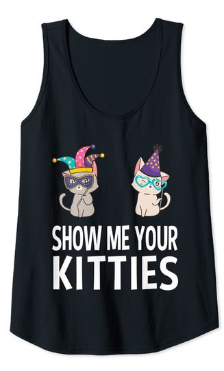 Funny Mardi Gras Party Shirt Carnival Show Your Kitties Tank Top