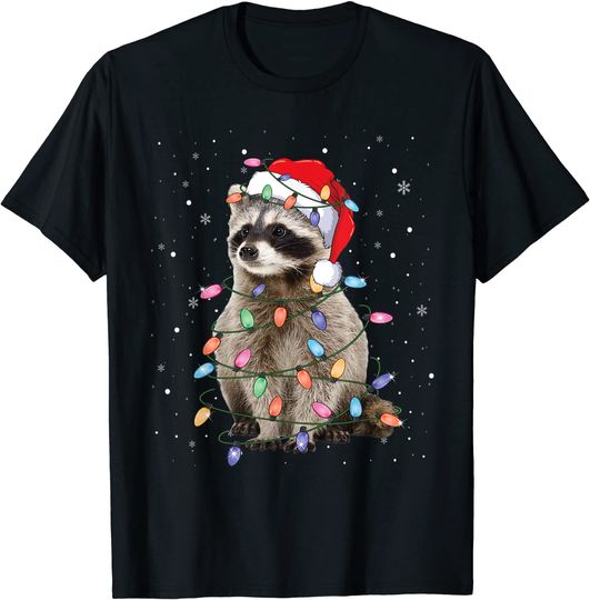 Raccoon Christmas Tree Lights T-Shirt