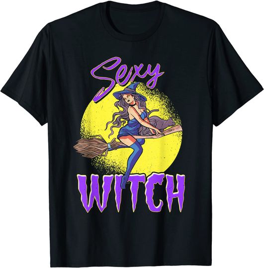 Sexy Halloween Witch Broom Apparel For Party T-Shirt