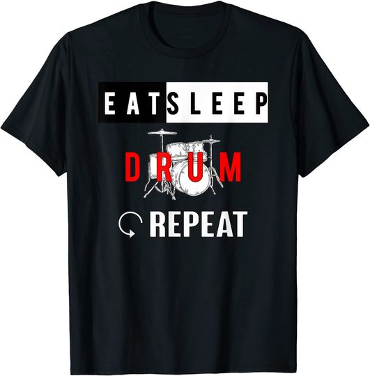 Drummer Eat Sleep Drum Repeat T-Shirt