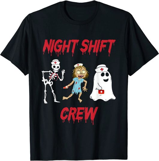 Nurse Halloween Night Shift Crew Ghost T-Shirt