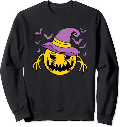 Softball Halloween Witch Hat  Sweatshirt