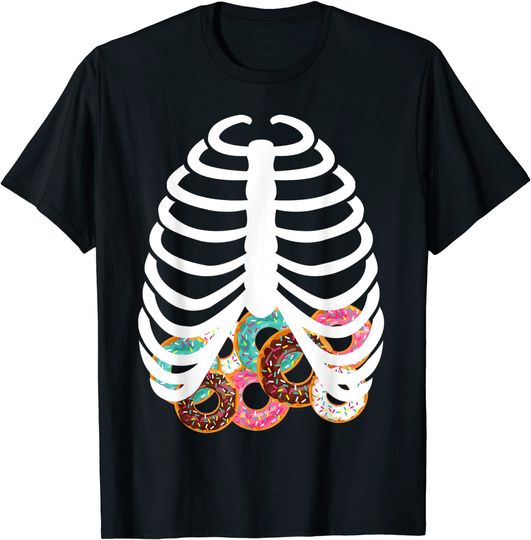 Halloween Donuts Halloween Rib Cage Skeleton Donuts T-Shirt