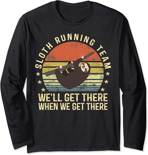 Sloth Running Team Funny Lazy Sloth Lover Vintage Long Sleeve T-Shirt