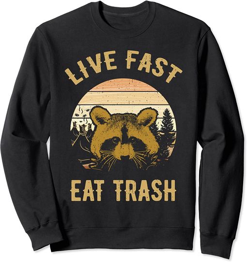 Live Fast Eat Trash Panda Raccoon Vintage Sweatshirt