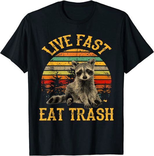 Live fast eat Trash Funny Raccoon Camping Vintage T-Shirt