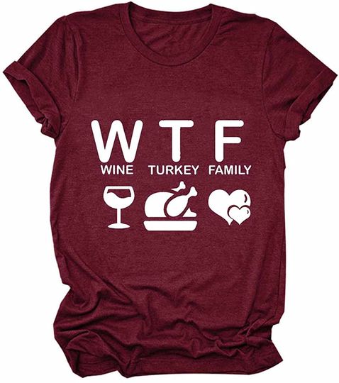 Wine Turkey Family Novelty Graphic T-Shirt
