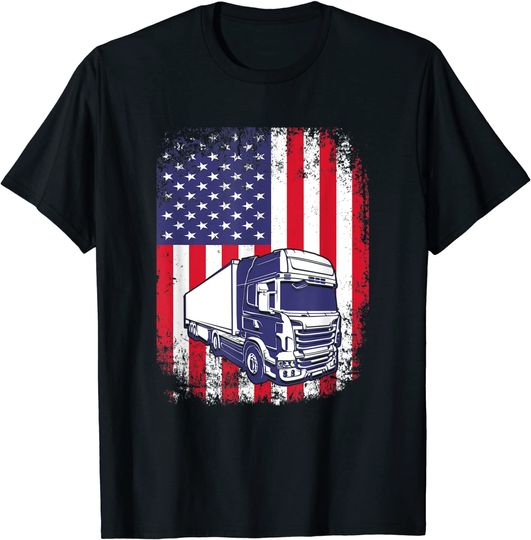 Truck Driver American Flag T-Shirt