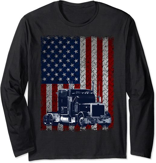 Truck Driver American Flag Long Sleeve