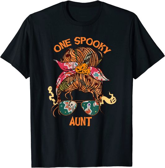 Crazy Haunt Aunt Spooky Witch One Spooky Aunt Bandana Halloween T-Shirt