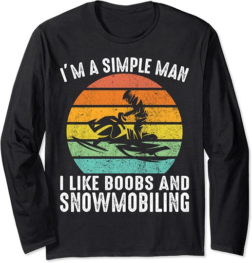 Retro I Like Boobs And Snowmobiling Snowmobile Riding Long Sleeve