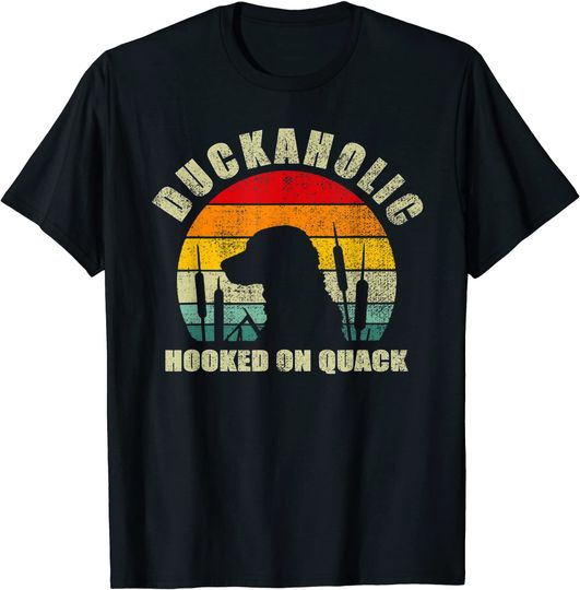 Vintage Duckaholic Hooked On Quack Duck Hunting Dog T-Shirt