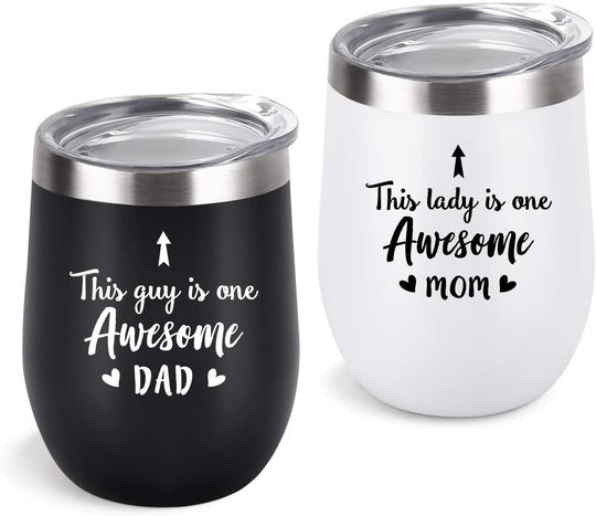 Awesome Dad and Awesome Mom Wine Tumbler