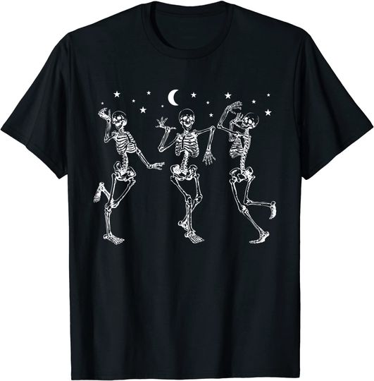 Pumpkin Skull Dancing Skeletons Halloween T-Shirt