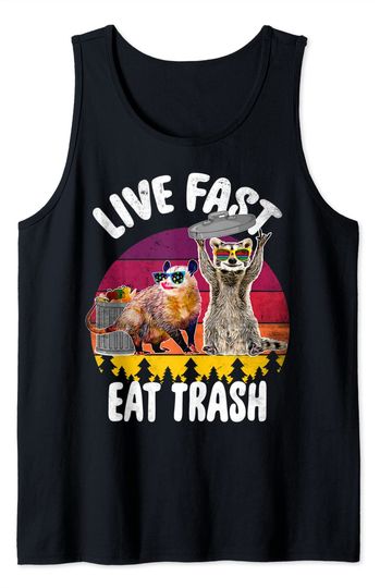 Possum And Raccoon Live Fast Eat Trash - Matching Crew Pets Tank Top
