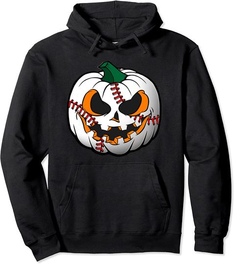 Baseball Player Halloween Pumpkin For Halloween Party Pullover Hoodie
