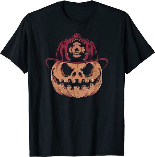 Firefighter Halloween Pumpkin T-Shirt