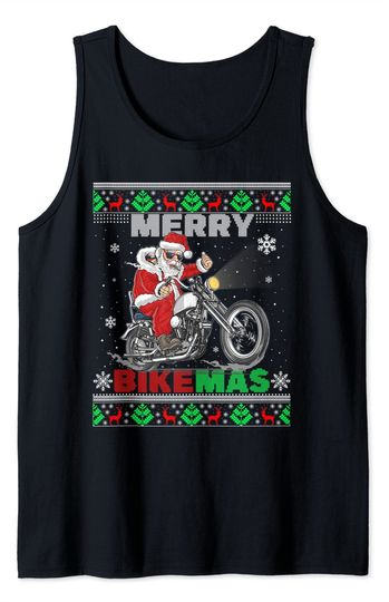 Merry Bikemas Santa Riding Motorbike Biking Xmas Tank Top